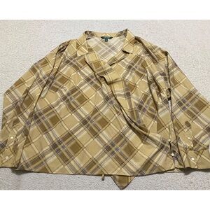 Lauren Ralph Lauren Women’s 2X Wrap V-Neck Plaid Shirt